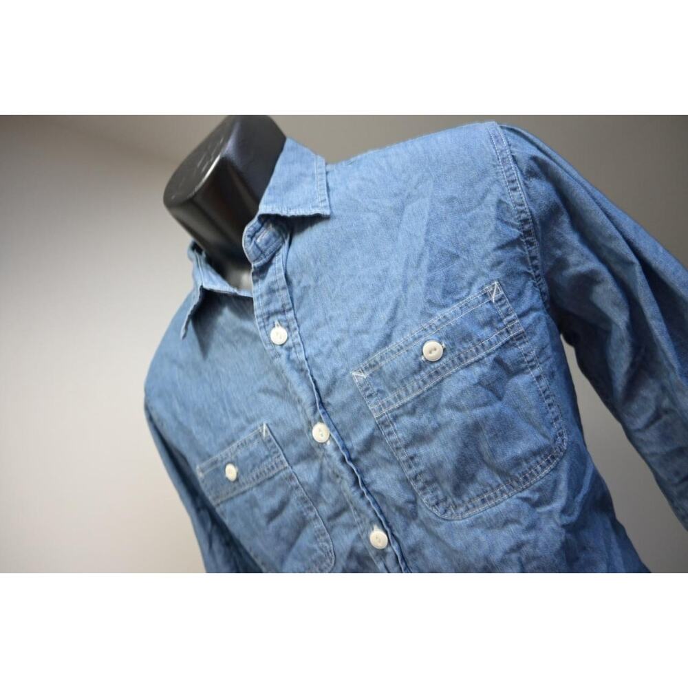 American Eagle Denim Jean Shirt Button Up Blue Long Sleeve Mens Sz Small